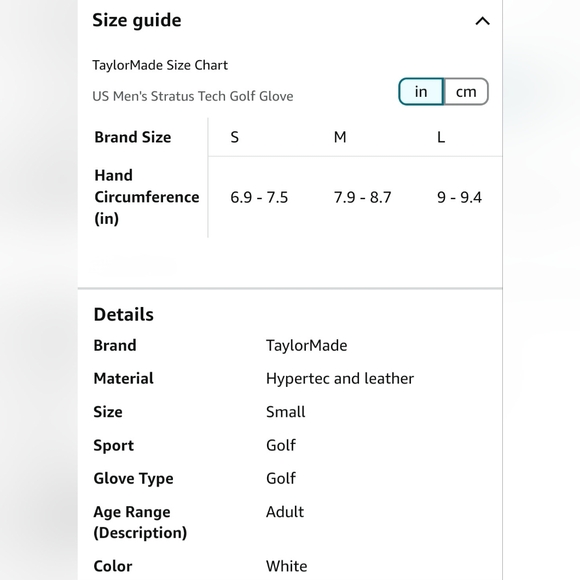 TaylorMade Men's Stratus Tech Golf Glove Left Hand-Small - Picture 3 of 8